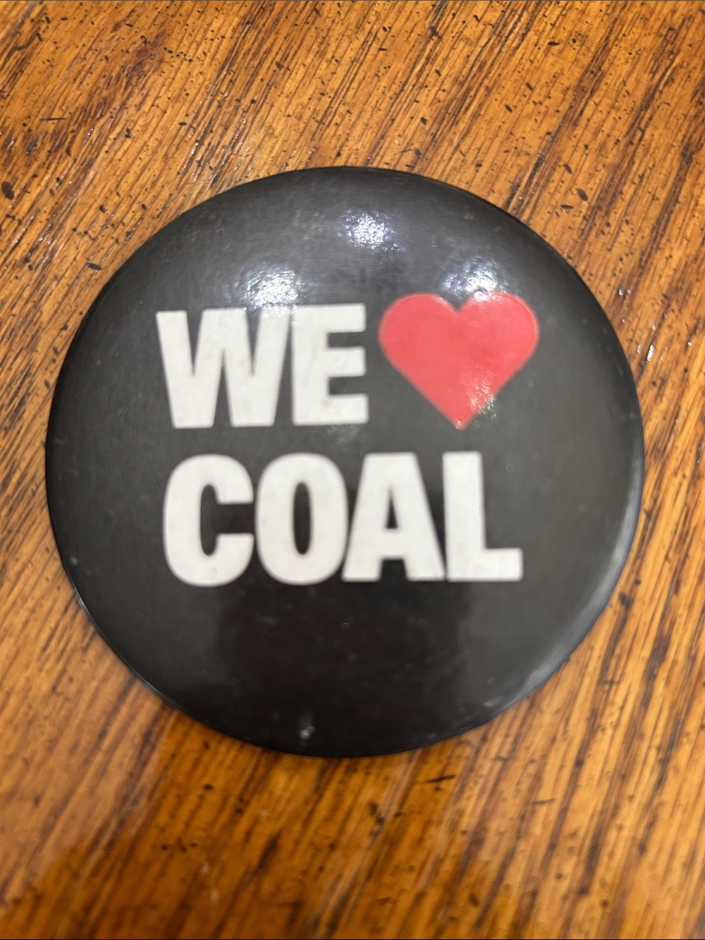 WE ❤ COAL Button Pin - Black with Red Heart